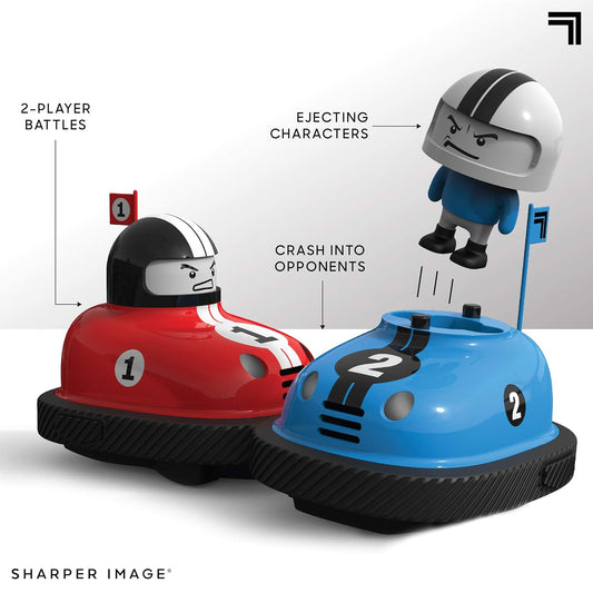 Draft Punks RC bumper Cars Mini Remote Controlled Ejector Vehicles, 2 Player Head to Head Battle, Crash into Opponents, 2.4 GHz, Red and Blue, Ages 6
